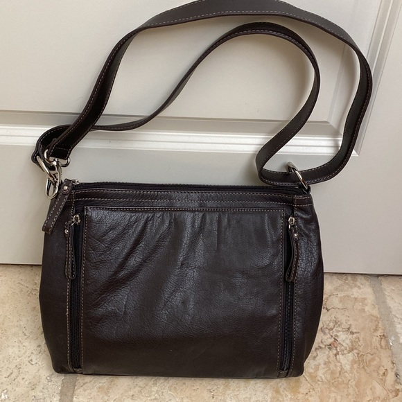 👛 TIGNANELLO CROSSBODY LEATHER HANDBAG shoulder bag purse Brown Like new - Picture 1 of 15